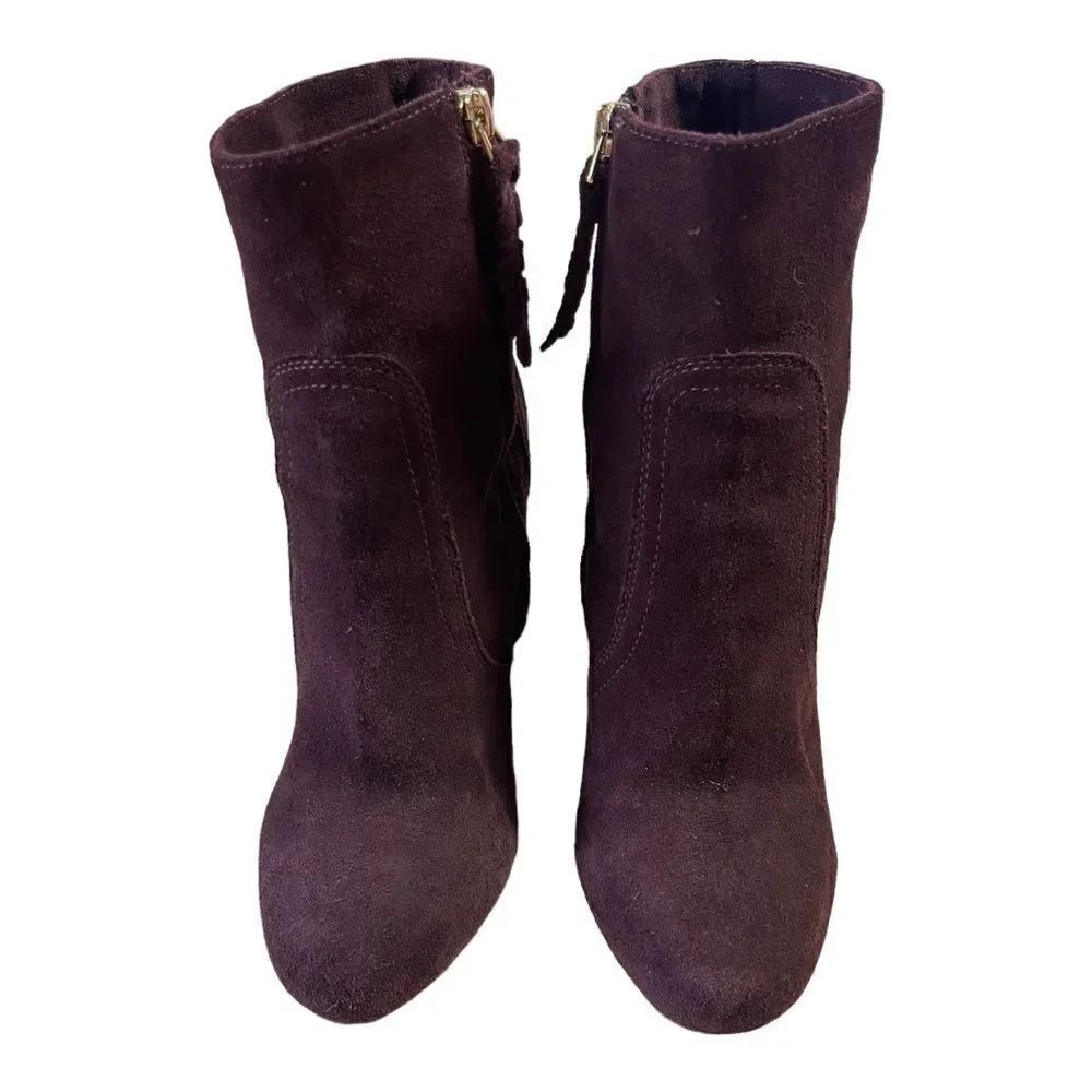 JoieโSuede Leather Burgundy Wedge Ankle Booties Side Zip Size 8โContemporary